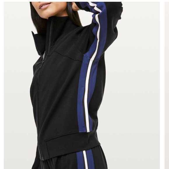 Lululemon Cover Your Tracks Jacket Black blue Jacket 2 sweatshirt track - Picture 1 of 12